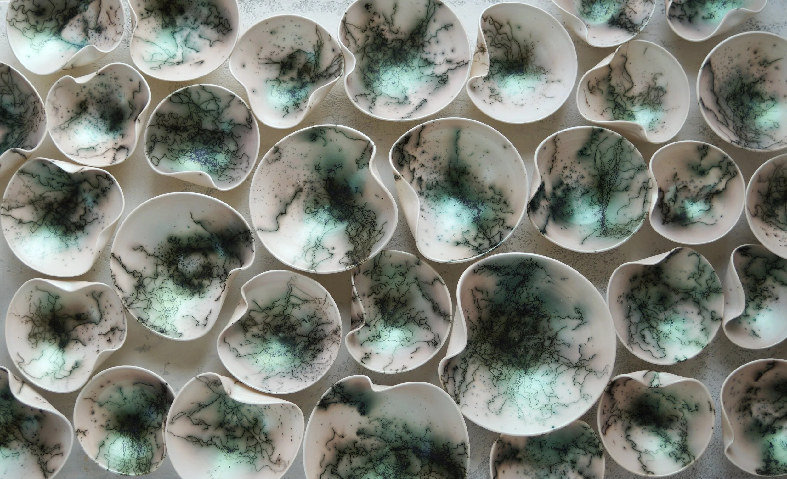Raku Wall Sculpture – Green Iridescent | Seva Ceramics - Seva Ceramics